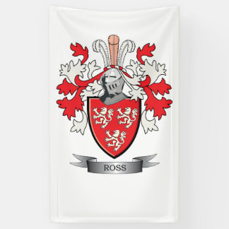 Ross Family Crest Coat of Arms Banner
