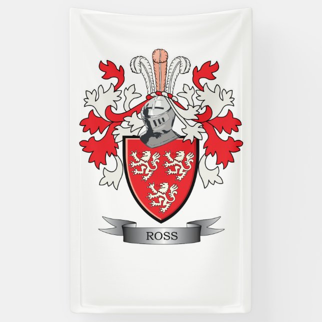 Ross Family Crest Coat of Arms Banner (Vertical)