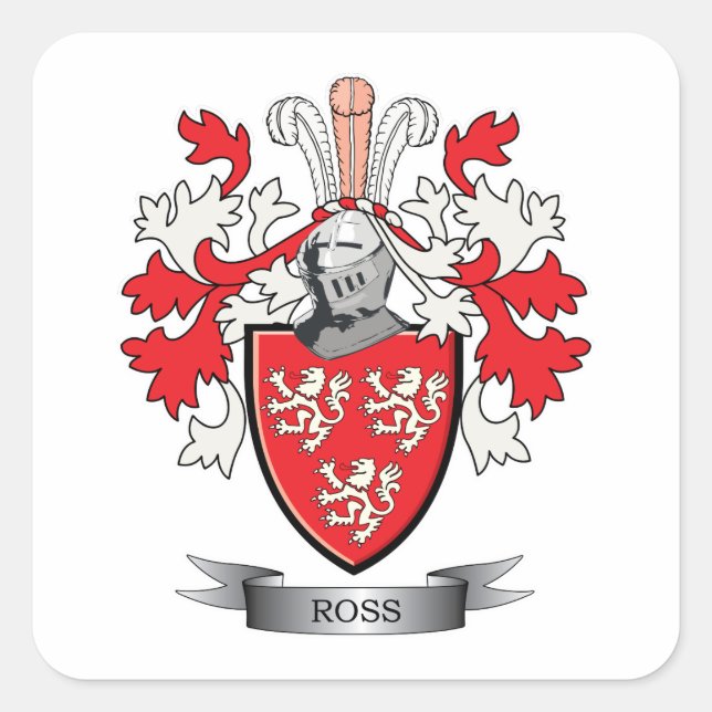 Ross Family Crest Coat of Arms Square Sticker (Front)