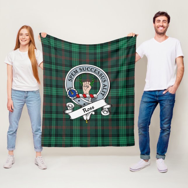 Ross Hunting Modern Clan Badge Tartan Plaid Fleece Blanket (In Situ)