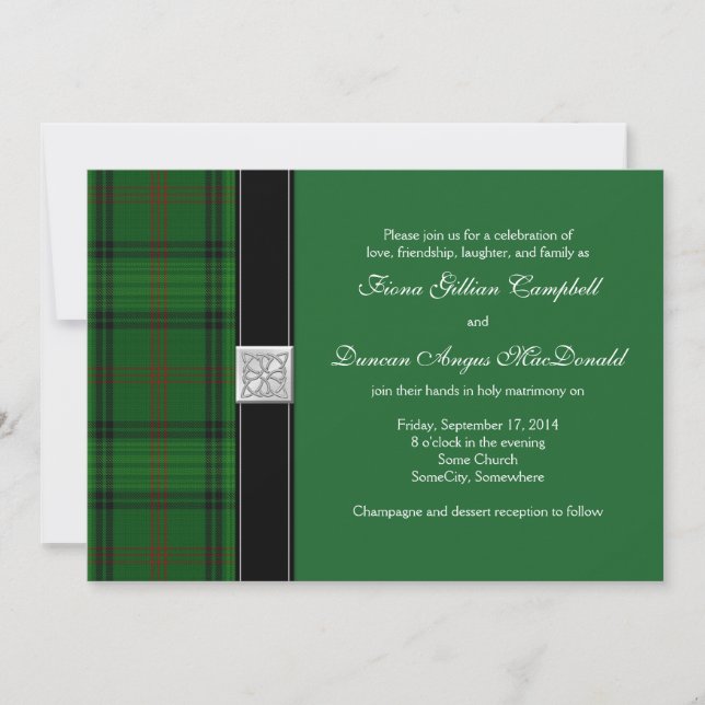 Ross Hunting Tartan Celtic Wedding Invitation (Front)