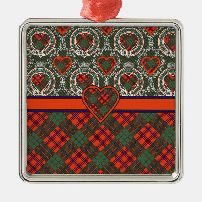 Ross Scottish Tartan Metal Tree Decoration (Front)