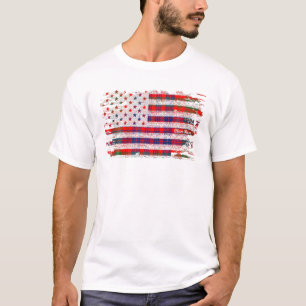 Ross Surname American Flag Scottish Clan Tartan T-Shirt