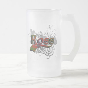 Ross Tartan Grunge Frosted Glass Beer Mug