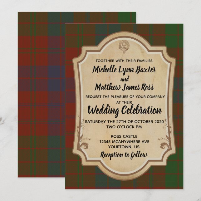 Ross Tartan Wedding Invitation (Front/Back)