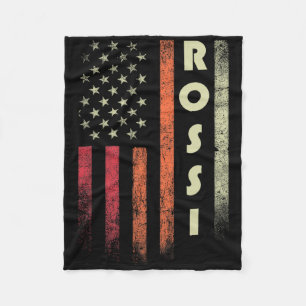 Rossi Surname Funny Retro Vintage Birthday America Fleece Blanket