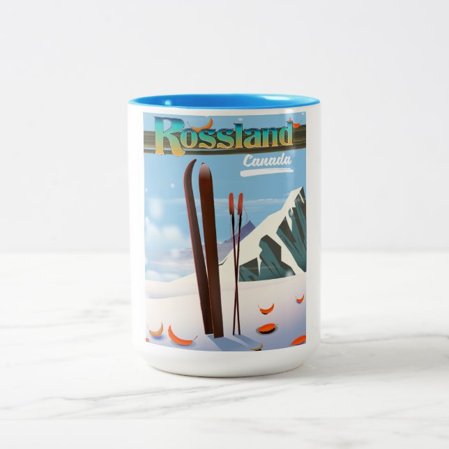 Rossland Canada travel poster. Two-Tone Coffee Mug (Center)