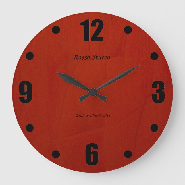 Rosso Stucco Faux Finish Round Wallclock (Front)