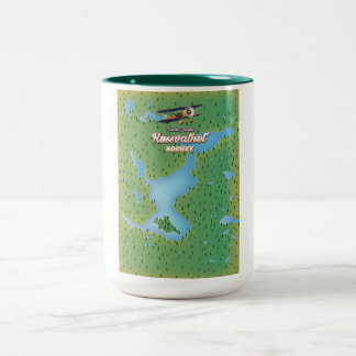 Røssvatnet Norway lake map art print. Two-Tone Coffee Mug