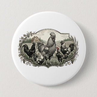 Roster in the farm 7.5 cm round badge