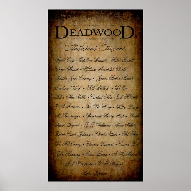 ROSTER of NOTABLE DEADWOOD CITIZENS Poster (Front)