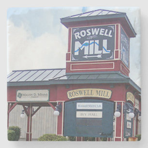Roswell Mill Sign, Roswell Georgia, Stone Coaster