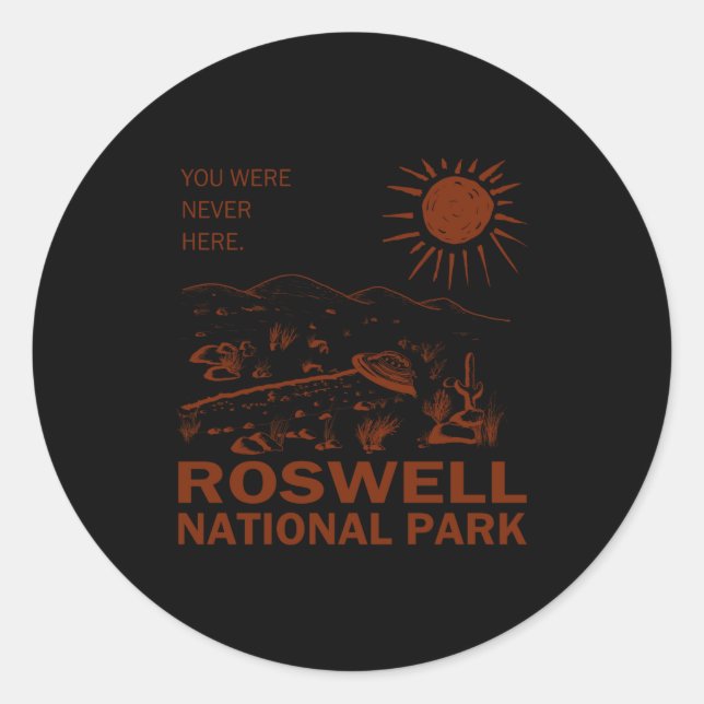 Roswell National Park Ufo Flying Saucer Aliens _1  Classic Round Sticker (Front)