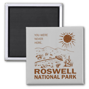 Roswell National Park UFO Flying Saucer Aliens T-S Magnet