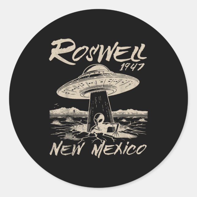 Roswell New Mexico 1947 Alien Abduction Ufo Crash  Classic Round Sticker (Front)