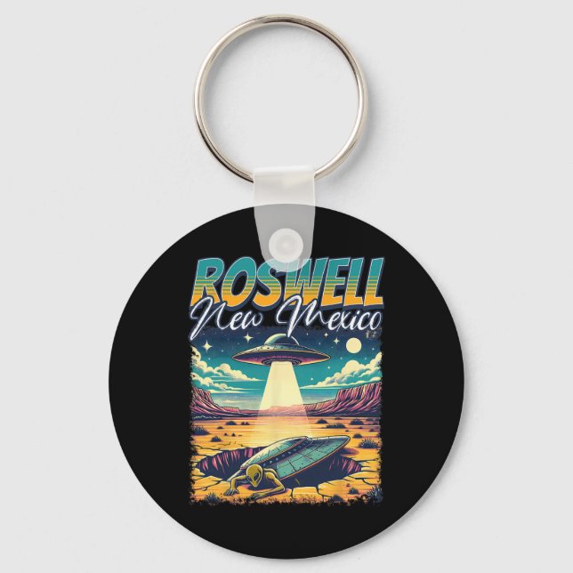 Roswell New Mexico 1947 Alien Abduction Ufo Crash  Key Ring (Front)
