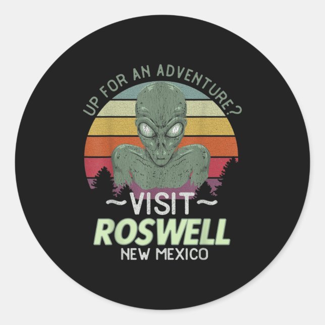 Roswell New Mexico Alien Head Funny Souvenir Quote Classic Round Sticker (Front)