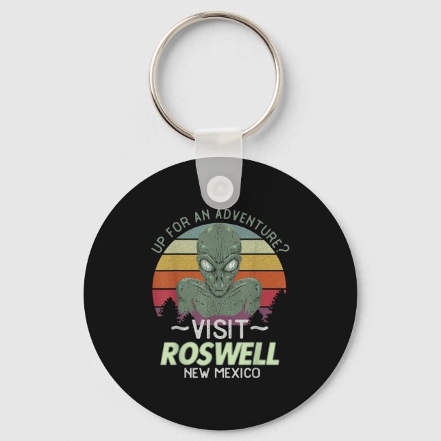 Roswell New Mexico Alien Head Funny Souvenir Quote Key Ring (Front)