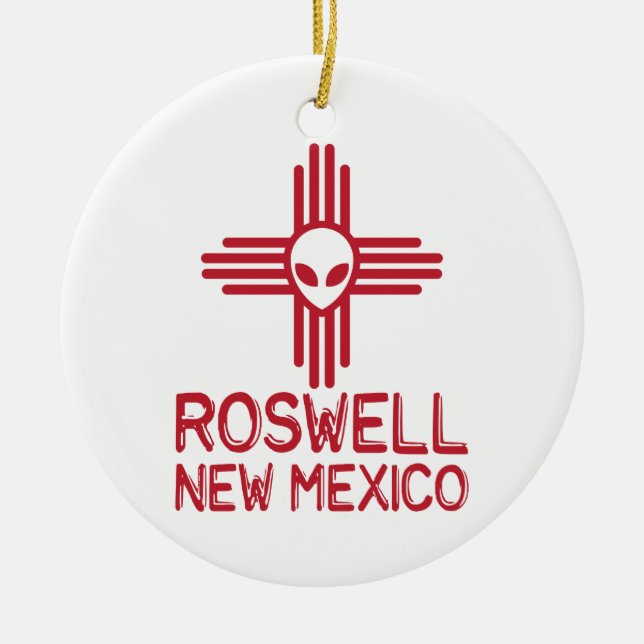 Roswell New Mexico Ceramic Tree Decoration (Front)