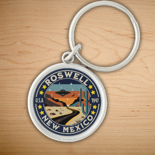 Roswell New Mexico Historic UFO View Key Ring