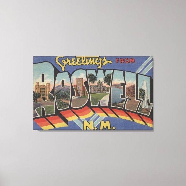 Roswell, New Mexico - Large Letter Scenes Canvas Print (Front)