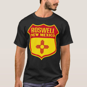 Roswell New Mexico Retro Flag Shield Red T-Shirt
