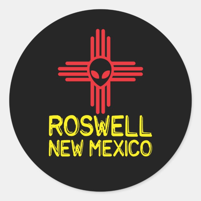 Roswell New Mexico Zia Alien Head Classic Round Sticker (Front)