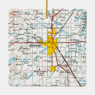 Roswell NM Topo Map Ceramic Ornament