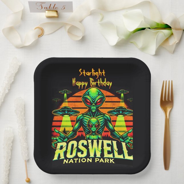 Roswell’s Cosmic Getaway Awaits You! Paper Plate (Wedding)