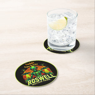 Roswell’s Cosmic Getaway Awaits You! Round Paper Coaster