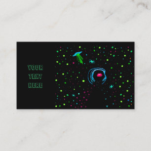 Roswell Spacewalk Wormhole Business Card Teal UFO-