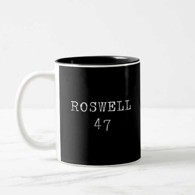 Roswell UFO Alien Extraterrestrial Flying Saucer Two-Tone Coffee Mug (Left)