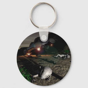 Roswell UFO Crash at night Keychain