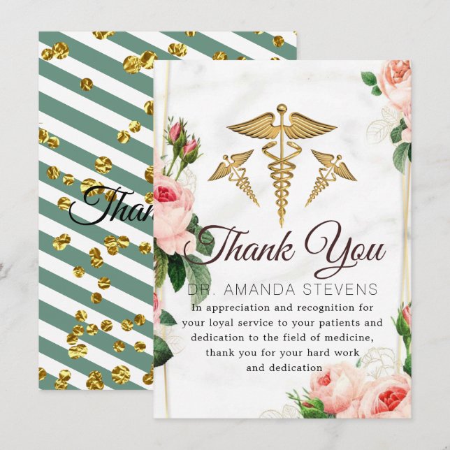 Rosy Blush Doctor Thank You Card (Front/Back)