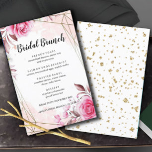 Rosy Blush Floral Bridal Brunch Menu