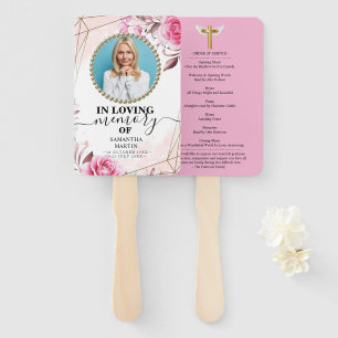 Rosy Blush Funeral Celebration of Life Hand Fan