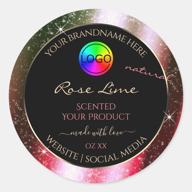 Rosy Blush Glitter Frame Product Label with Logo (Front)