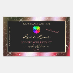 Rosy Blush Glitter Frame Product Label with Logo
