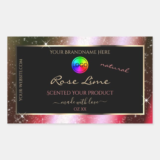 Rosy Blush Glitter Frame Product Label with Logo (Front)