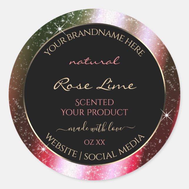 Rosy Blush Sparkle Glitter Frame Product Label (Front)