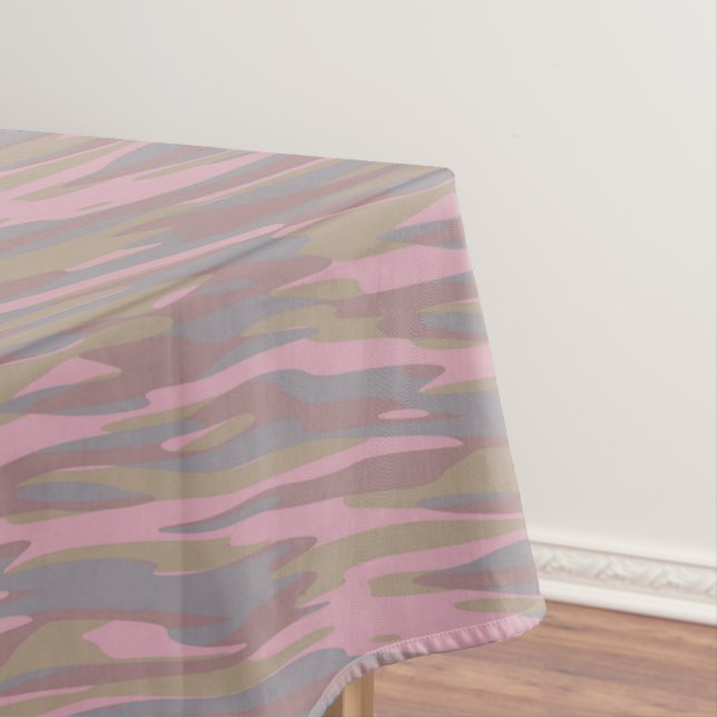 Rosy Brown, faded pink, mountain mist camo Tablecloth (In Situ)