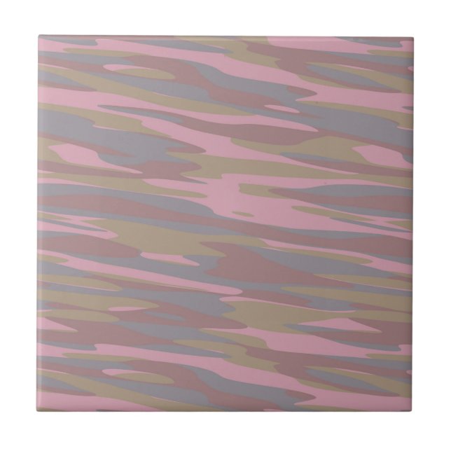 Rosy Brown, faded pink, mountain mist camo Tile (Front)