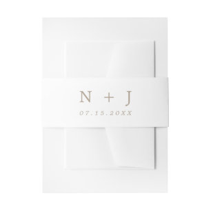 rosy brown minimalist simple modern wedding invitation belly band