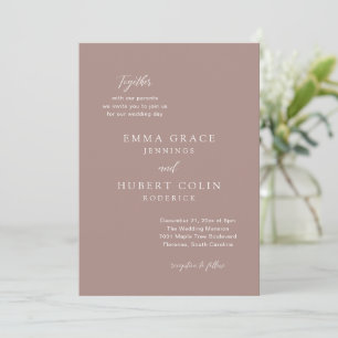 Rosy Brown Typographic Modern Elegant Wedding Invitation