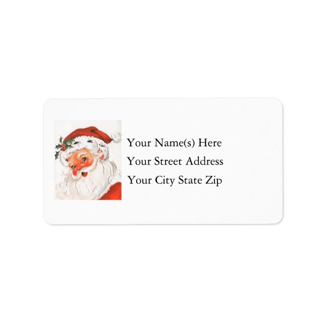Rosy Cheeked Santa Vintage Address Label (Front)