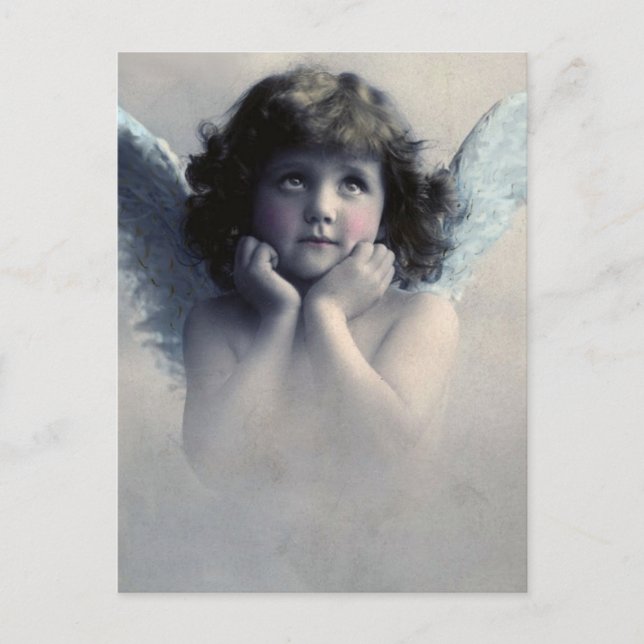 Rosy Cheeked Vintage Angel in the Clouds Postcard (Front)