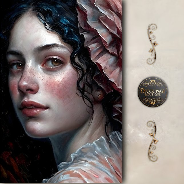 Rosy Cheeked Woman in Ruffles Decoupage Tissue Paper (Rosy Cheeked Woman in Ruffles Decoupage Tissue Paper)