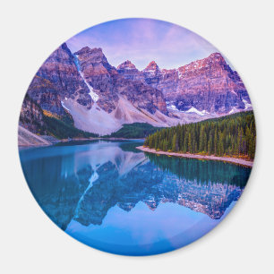 Rosy Clouds Before Sunrise at Moraine Lake Magnet