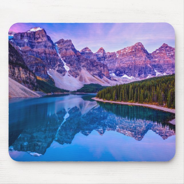 Rosy Clouds Before Sunrise at Moraine Lake Mouse Mat (Front)