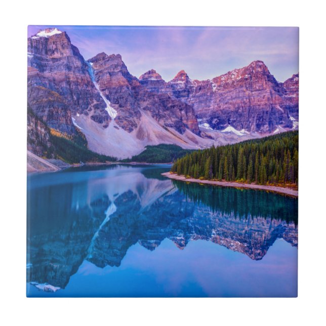 Rosy Clouds Before Sunrise at Moraine Lake Tile (Front)